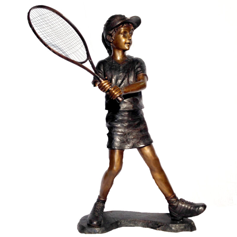 Tennis bronze statue figurine player male
