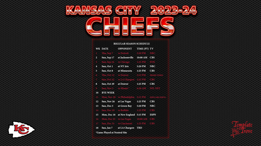 Chiefs schedule 2024