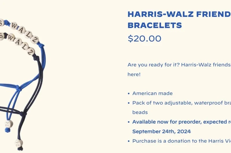 Harris walz friendship bracelet