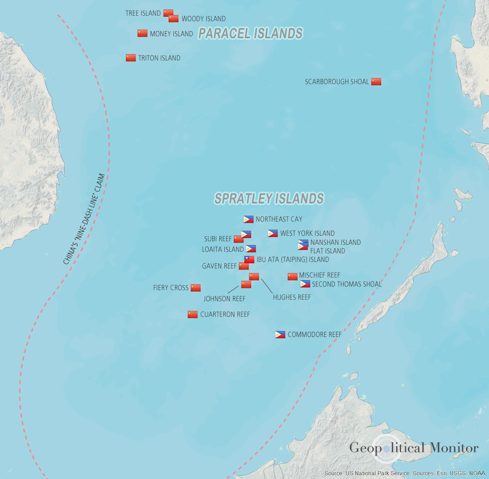 China sea south map political topographic islands over area philippines maps first vietnam nationsonline coast region