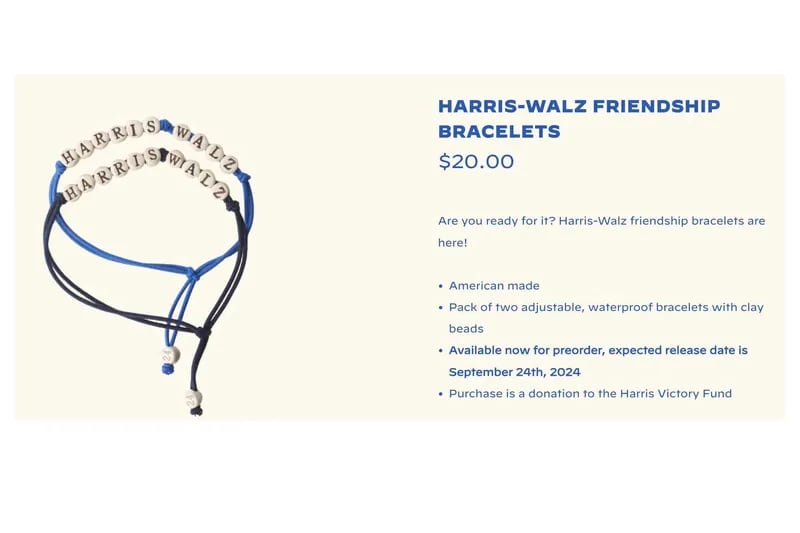 Harris walz friendship bracelet