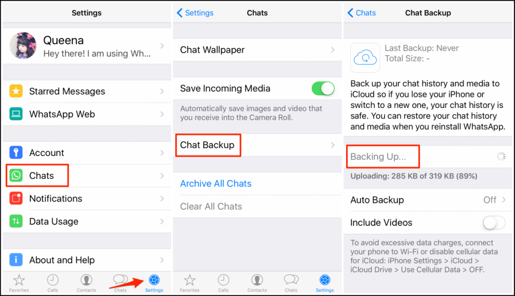 Backup icloud chats messages copia seguridad without backups knowing frequency hack weekly monthly wondershare mobiletrans