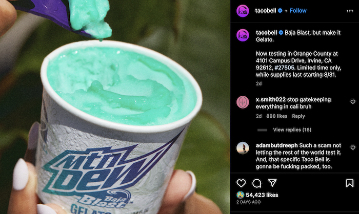 Baja blast gelato